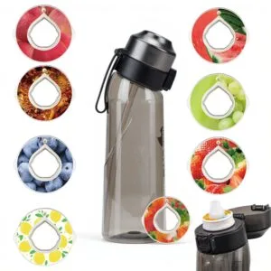 Alpha Fit 650ml Sleek Black Air Up compatible water bottle with 7 flavor pods